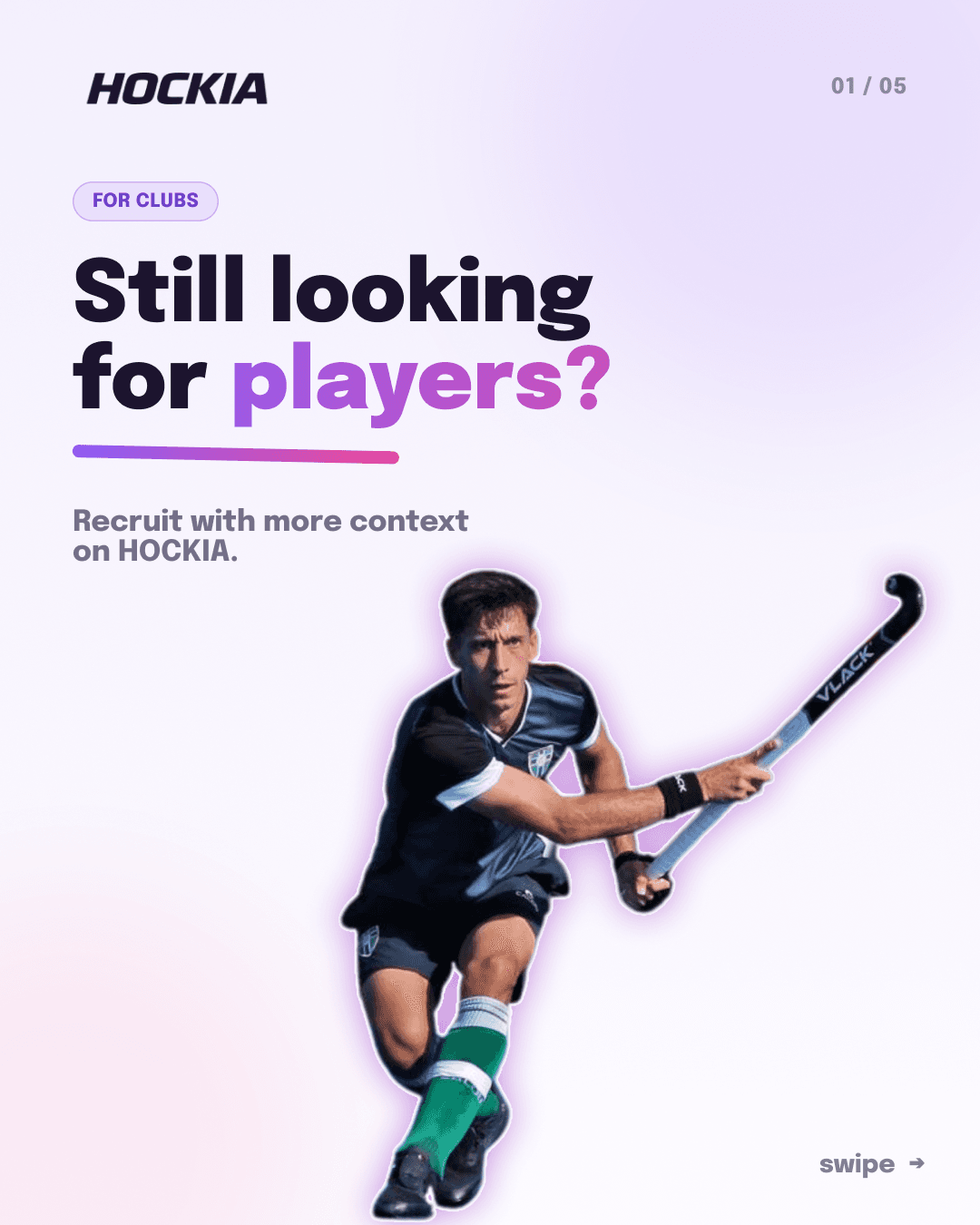 Hockia campaign creative for clubs: 'Still looking for players?'